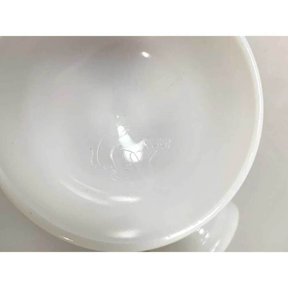 Milk Glass Footed Coupes White Ribbed Vintage 3.5